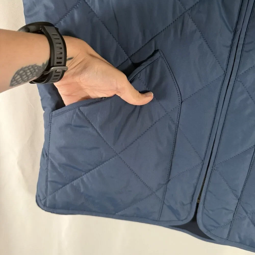 J. Crew Outerwear Vest Men's Medium Solid Blue Puffer Full Zip